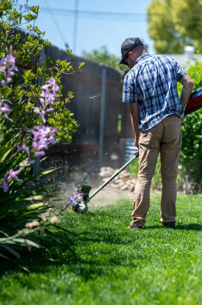 Strimmer for lawn edging in Swindon – Grass cutting and maintenance services.